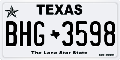 TX license plate BHG3598