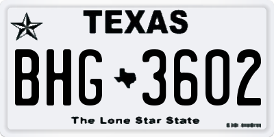 TX license plate BHG3602