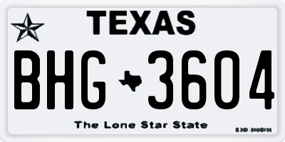 TX license plate BHG3604