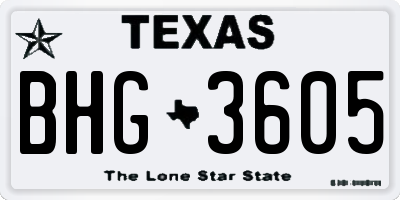 TX license plate BHG3605