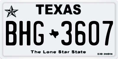 TX license plate BHG3607