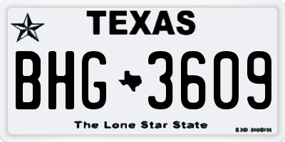 TX license plate BHG3609