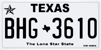 TX license plate BHG3610