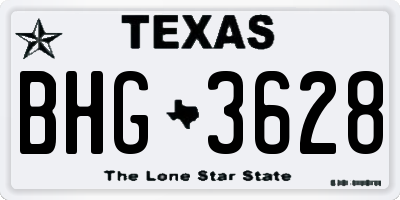 TX license plate BHG3628
