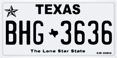 TX license plate BHG3636