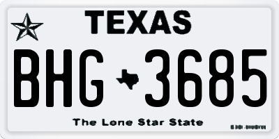 TX license plate BHG3685