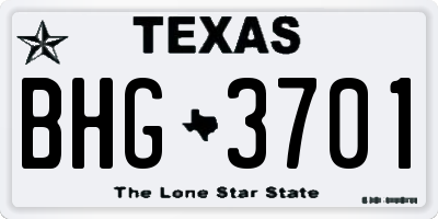 TX license plate BHG3701