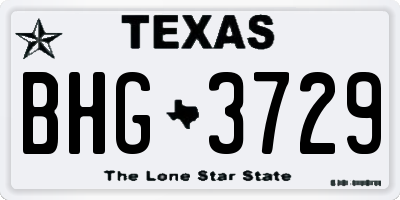 TX license plate BHG3729