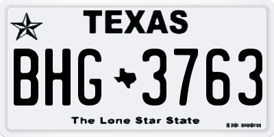 TX license plate BHG3763