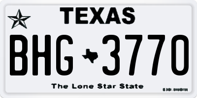TX license plate BHG3770