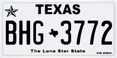 TX license plate BHG3772