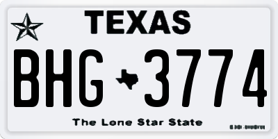 TX license plate BHG3774