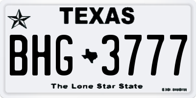 TX license plate BHG3777