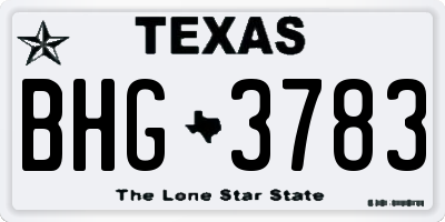 TX license plate BHG3783