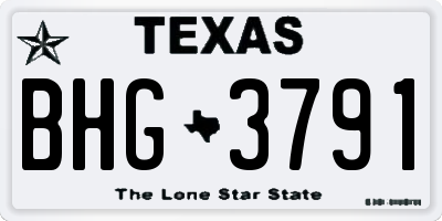 TX license plate BHG3791