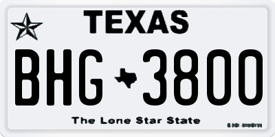 TX license plate BHG3800
