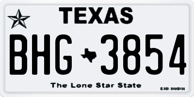 TX license plate BHG3854