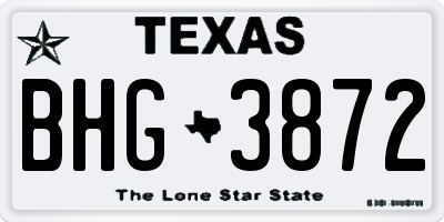 TX license plate BHG3872