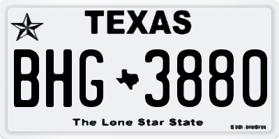 TX license plate BHG3880