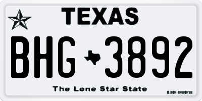 TX license plate BHG3892