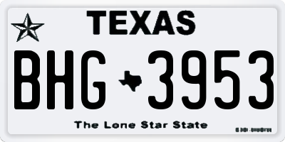 TX license plate BHG3953