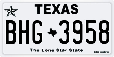 TX license plate BHG3958