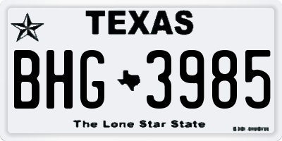 TX license plate BHG3985