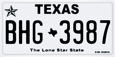 TX license plate BHG3987