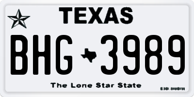 TX license plate BHG3989