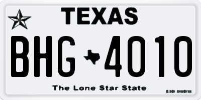 TX license plate BHG4010