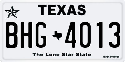 TX license plate BHG4013