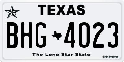 TX license plate BHG4023