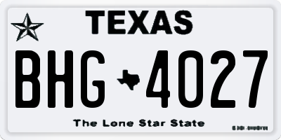 TX license plate BHG4027