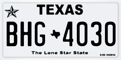 TX license plate BHG4030