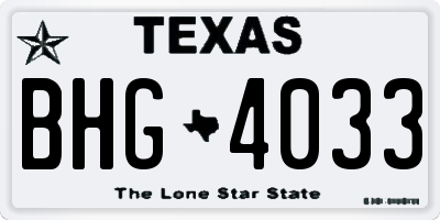 TX license plate BHG4033