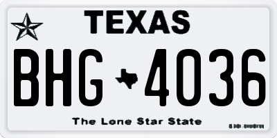 TX license plate BHG4036