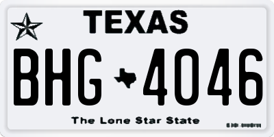 TX license plate BHG4046
