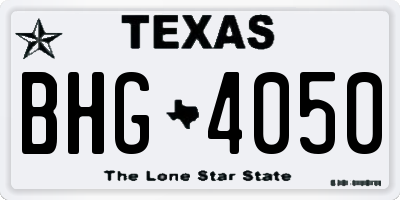 TX license plate BHG4050