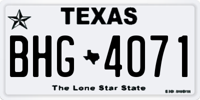TX license plate BHG4071