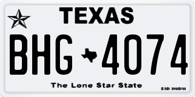 TX license plate BHG4074