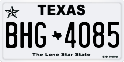 TX license plate BHG4085