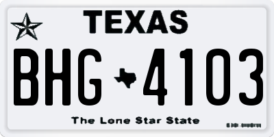TX license plate BHG4103