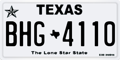 TX license plate BHG4110