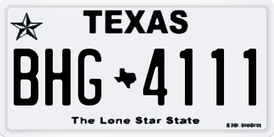 TX license plate BHG4111