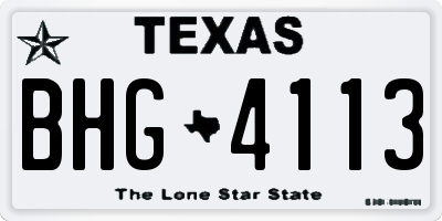 TX license plate BHG4113