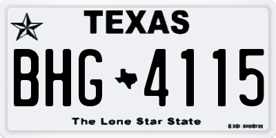 TX license plate BHG4115