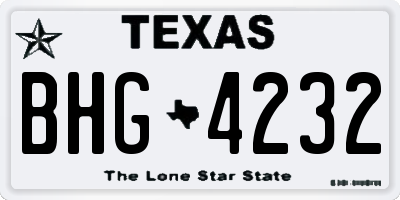 TX license plate BHG4232