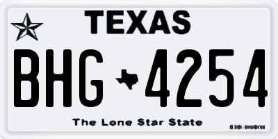 TX license plate BHG4254