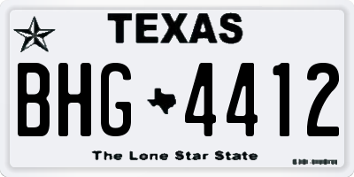 TX license plate BHG4412