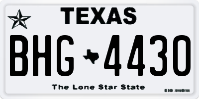 TX license plate BHG4430
